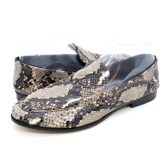 Vince Camuto Loafers Womens 8.5 Jendeya Gray Snake Print Leather Apron Toe Shoes - Picture 1 of 11